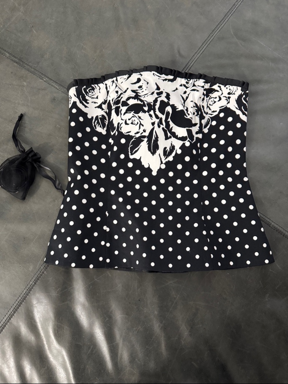 WHBM Black & White Polka Dot CORSET top